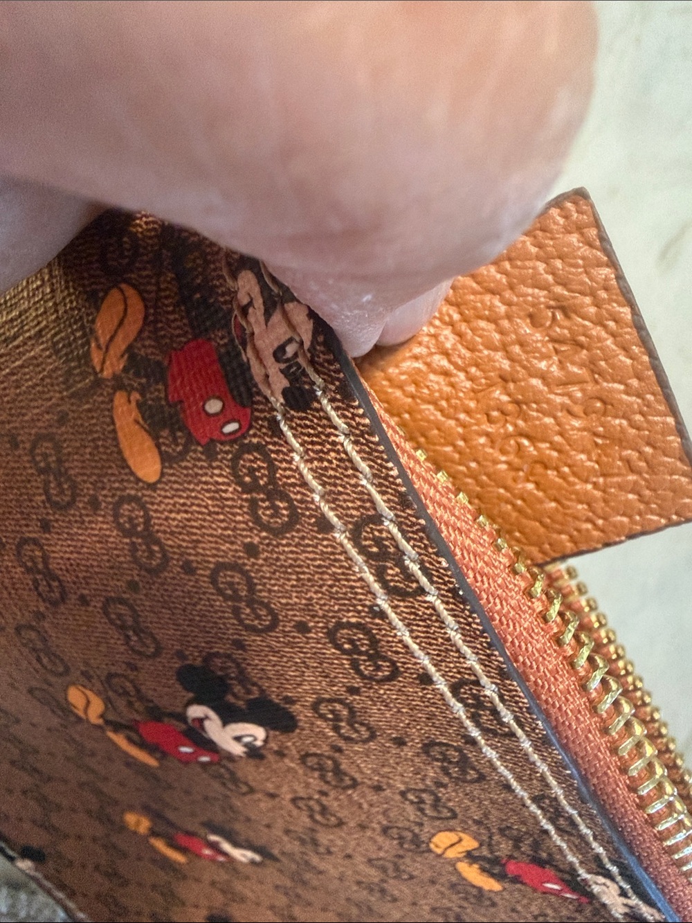 Gucci X Disney Brown and Tan Mickey Mouse Tote with Wrist Pouch - Picture 5 of 16